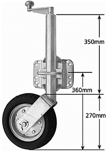 (196120) JW11UBHDG Heavy Duty Galvanized Jockey Wheel with U-Bolt Bracket